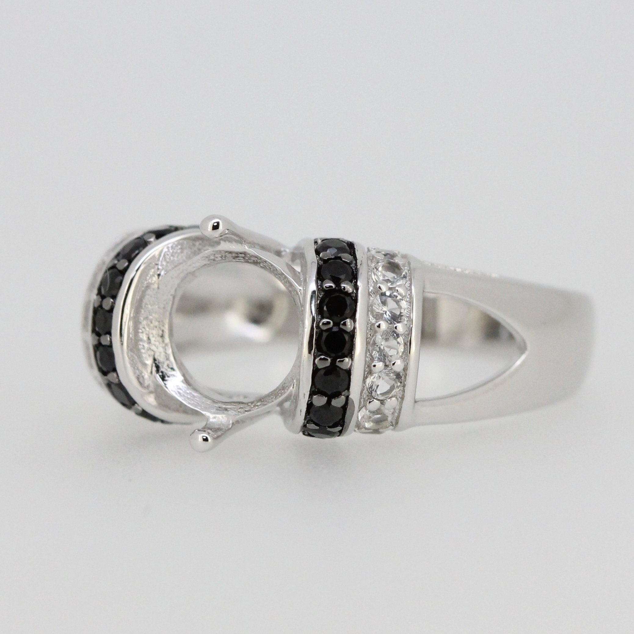 Sterling Silver Semi Mount Ring Setting RD 8x8mm Topaz Spinel Moissanite or CVD Diamond Syzjewelry