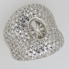 Sterling Silver Semi Mount Ring Setting Oval OV 10X8mm Dome Ring Bling Bling Diamond Moissanite Ring DHJ