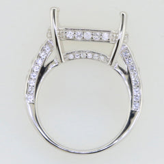 Sterling Silver Semi Mount Ring Setting Emerald OCT 20X15mm Accent Shank Channel Set Shank Syzjewelry
