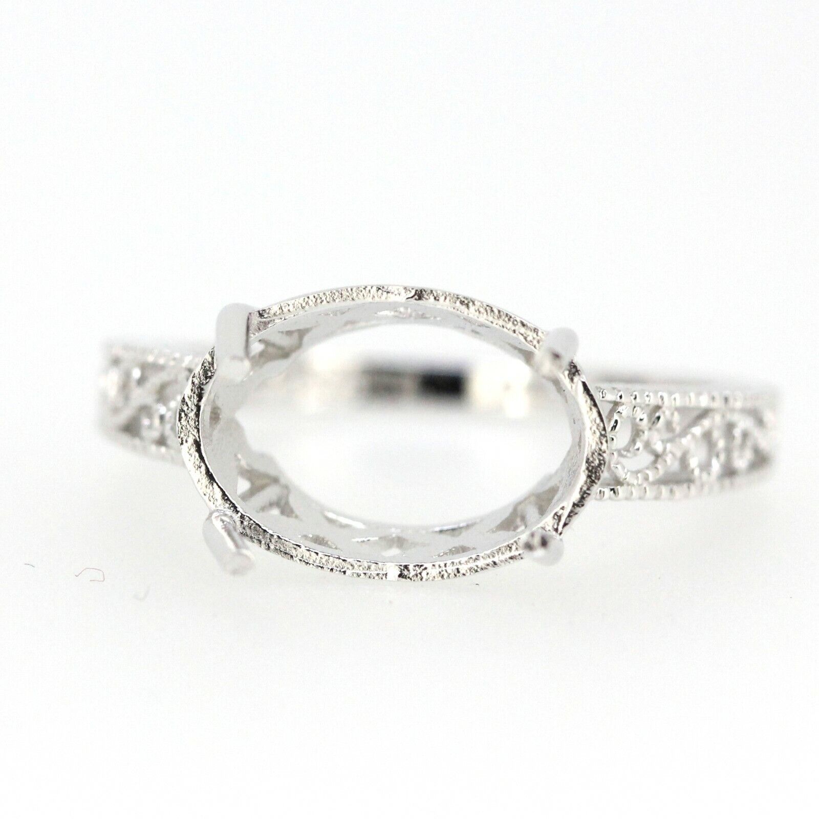 Sterling Silver 10K or 14K Gold Semi Mount Ring Setting Oval OV 13x9mm Filigree Syzjewelry