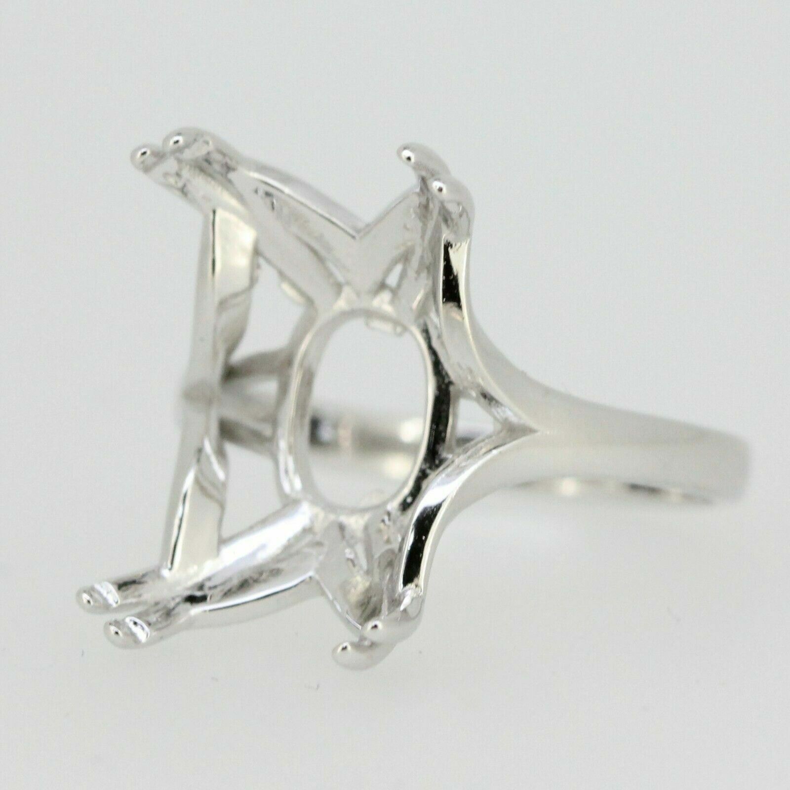 Sterling Silver Semi Mount Ring Setting Emerald OCT 16x12mm Contemporary Syzjewelry