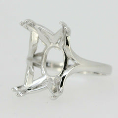 Sterling Silver Semi Mount Ring Setting Emerald OCT 16x12mm Contemporary Syzjewelry