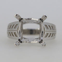 Sterling Silver Semi Mount Ring Setting Princess SQ 12x12mm CU13x13 Men's Ring Art Deco Syzjewelry