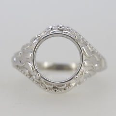 Vintage Style Sterling Silver Semi Mount Ring Setting Round RD 9x9mm Syzjewelry