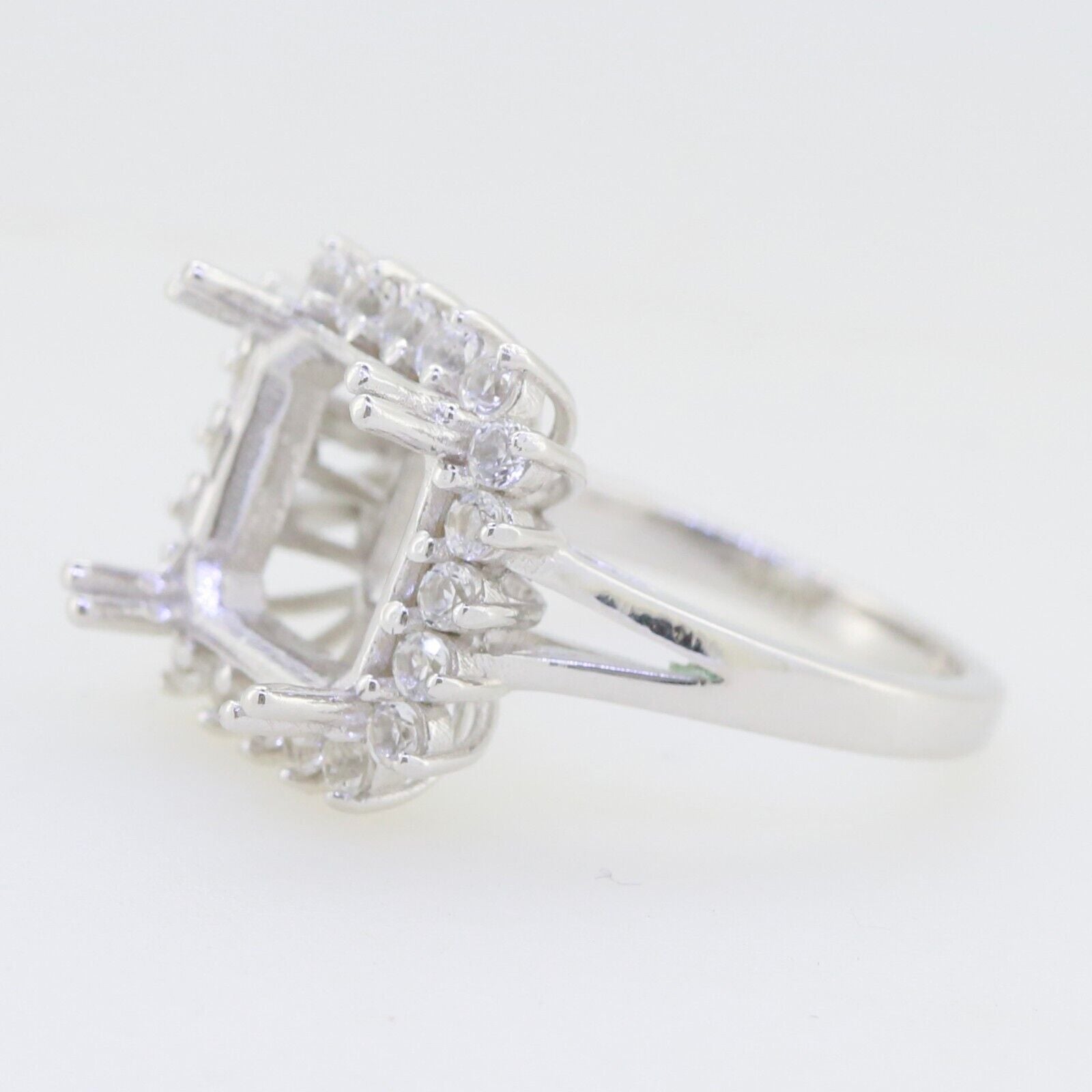 Sterling Silver Semi Mount Ring Setting Square Emerald SQ 10X10mm Halo Topaz Syzjewelry