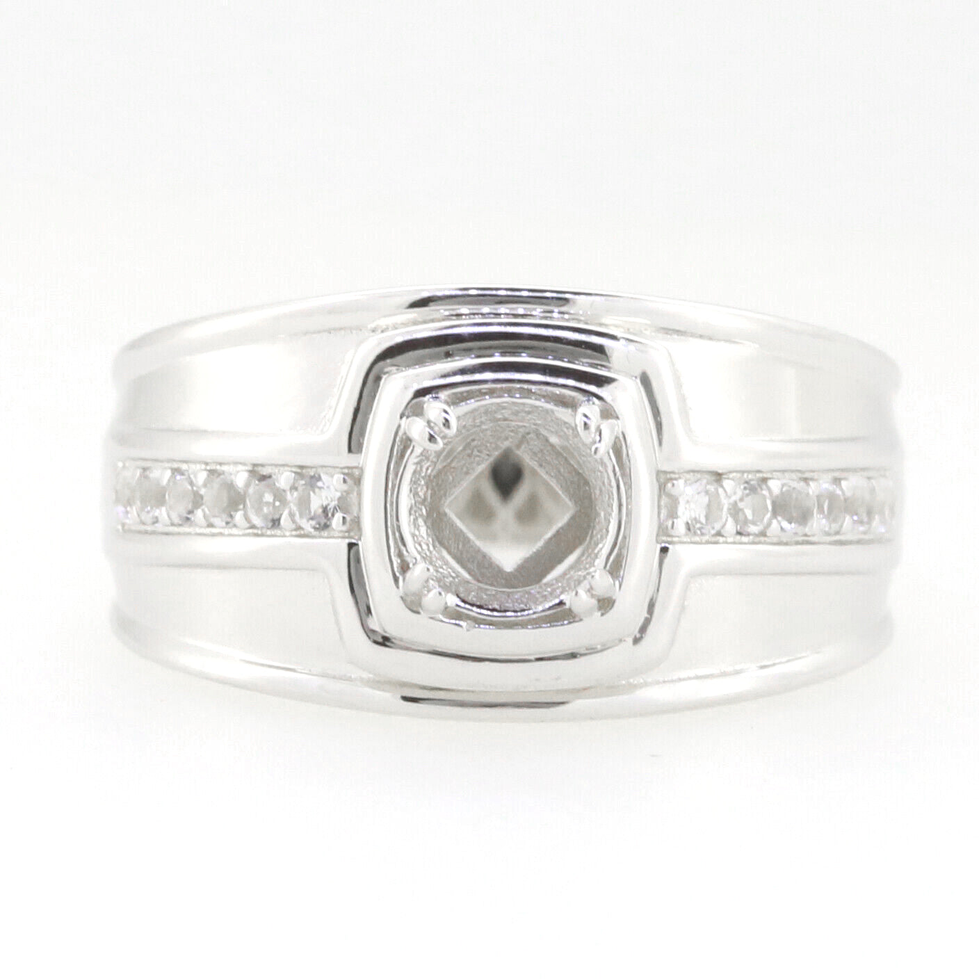 Sterling Silver Semi Mount Ring Setting Round RD 8x8mm Men's Ring Syzjewelry