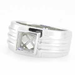 Men's Sterling Silver Semi Mount Ring Setting Princess SQ 6.5X6.5mm - Syzjewelry