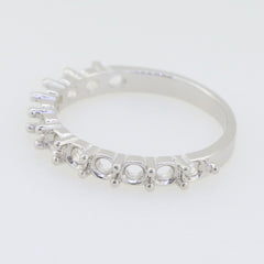 Sterling Silver Semi Mount Ring Setting Round RD 3x3mm Half Enternity Band