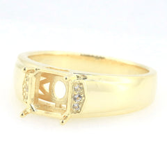 Men's 14K Yellow Gold Semi Mount Ring Setting Square Emerald SQ 8x8mm Asscher Cut Syzjewelry