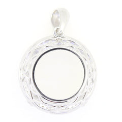 Sterling Silver Semi Mount Pendant Setting Round RD 25x25x17mm Halo Topaz Syzjewelry
