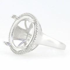 Sterling Silver Semi Mount Ring Setting Round RD 18x18 mm Halo Syzjewelry