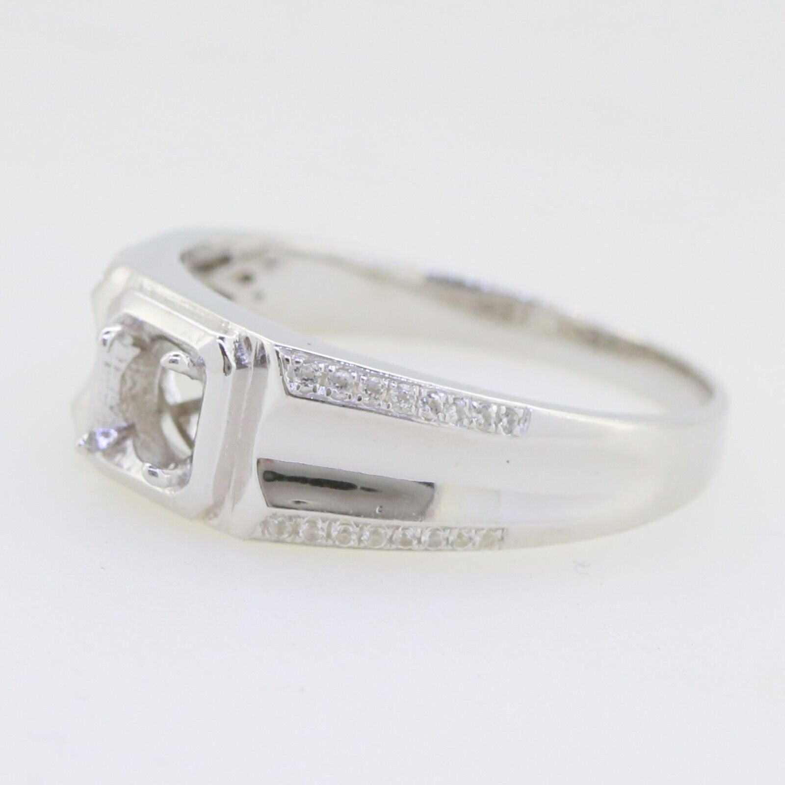 Men's Platinum Semi Mount Ring Setting Round RD 6x6mm Unisex Ring Syzjewelry
