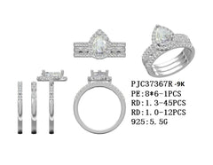 9K Yellow Gold 2 PC Set Semi Mount Ring Setting Pear PE 8x6mm CVD Accents Syzjewelry