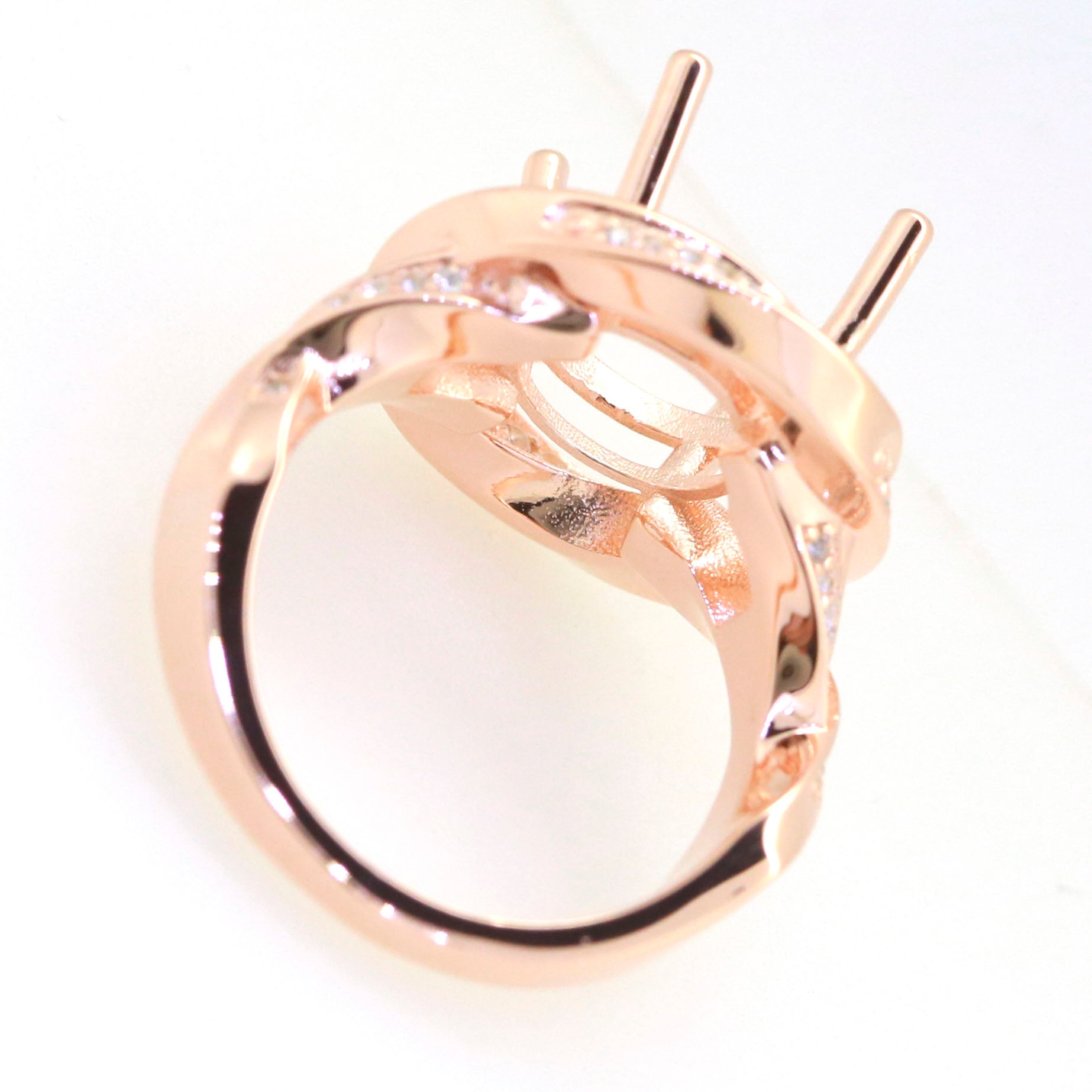 Art Deco Sterling Silver Semi Mount Ring Setting Round RD 11x11mm Syzjewelry