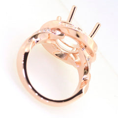 Art Deco Sterling Silver Semi Mount Ring Setting Round RD 11x11mm Syzjewelry