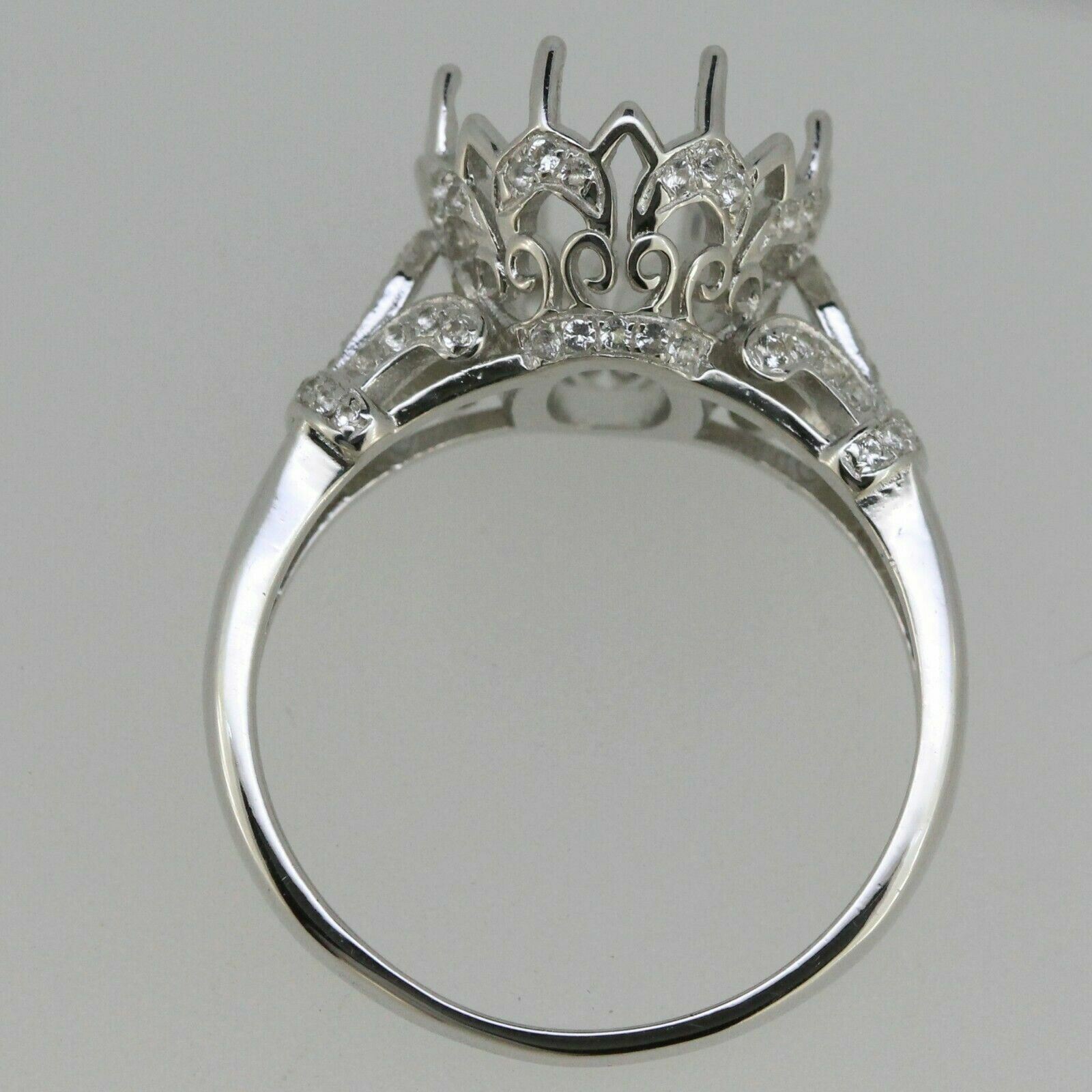 Sterling Silver Semi Mount Ring Setting Oval OV 12x10mm Art Nouveau Style Syzjewelry