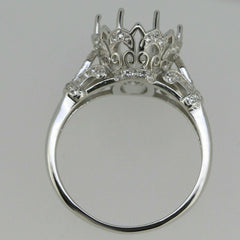 Sterling Silver Semi Mount Ring Setting Oval OV 12x10mm Art Nouveau Style Syzjewelry