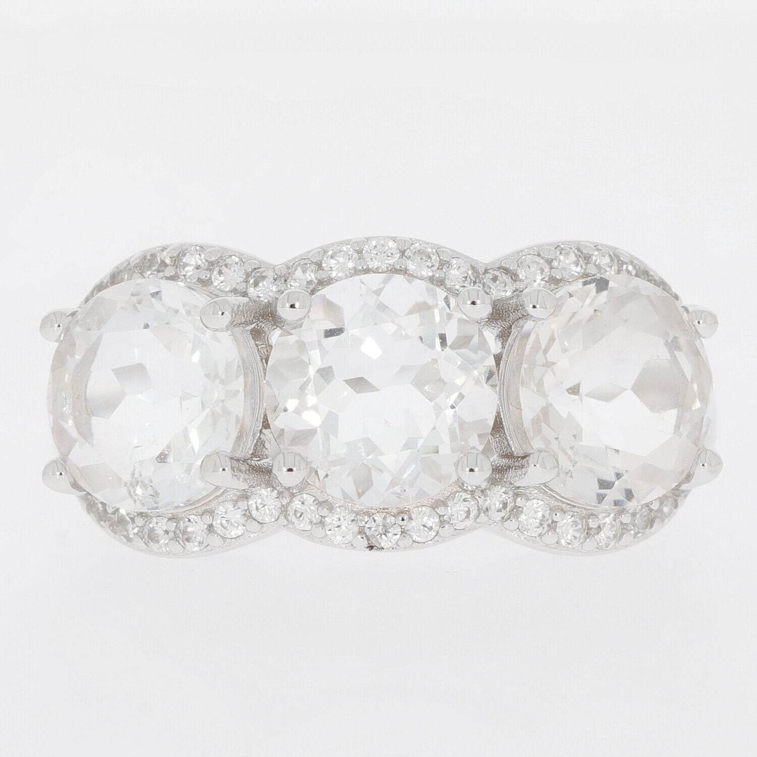 Sterling Silver Semi Mount Ring Setting Round RD 7x7mm 3 Stones Halo - Syzjewelry