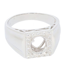 10K White Gold Ring Mount Oval OV 10x8mm Male Men's Ring Settings Halo Design Syzjewelry