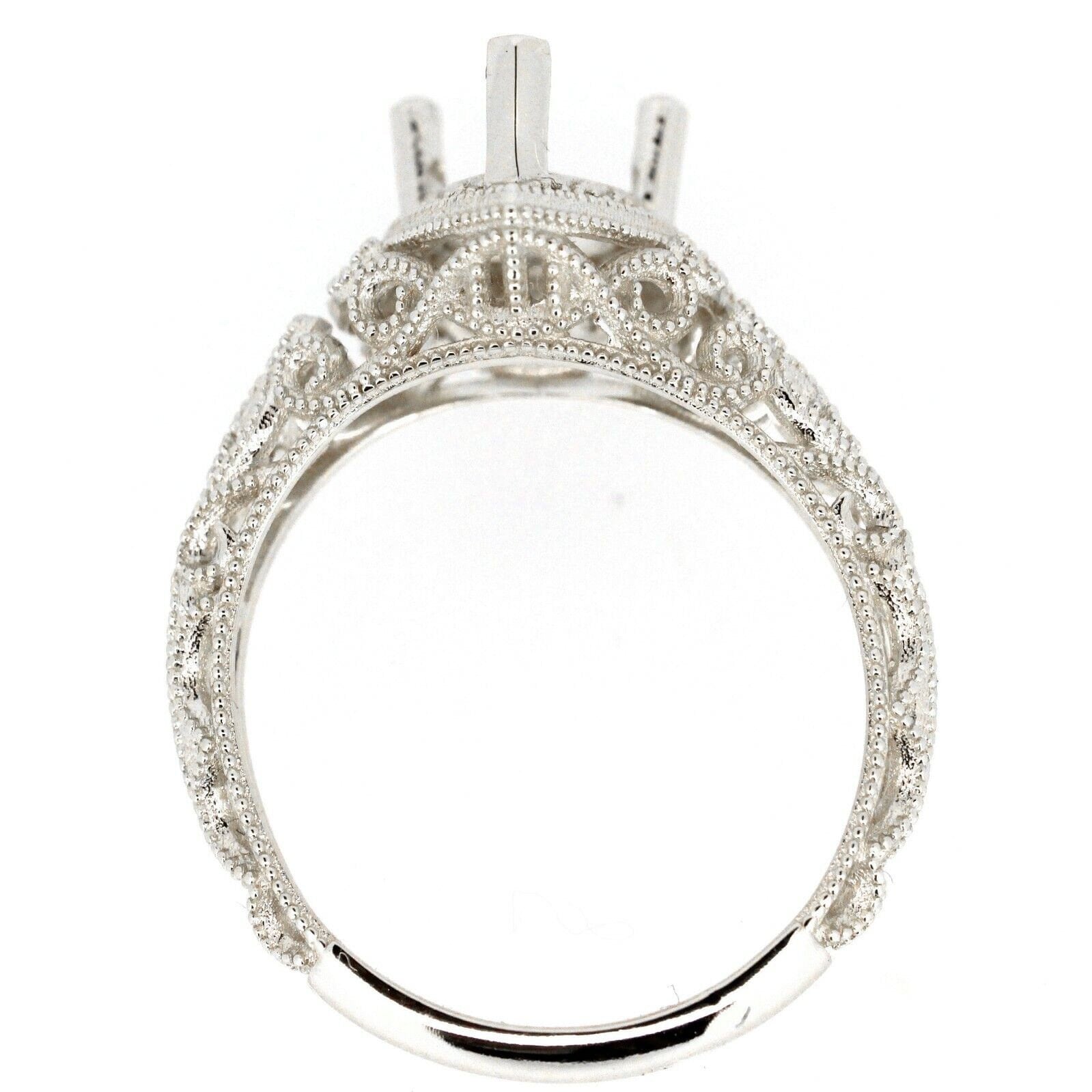 Sterling Silver Semi Mount Ring Setting Pear PE 8x6mm Art Deco Style Syzjewelry