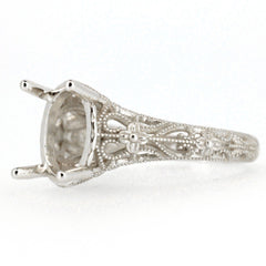 Sterling Silver 10K or 14K Gold Semi Mount Ring Setting Oval OV 11x9mm Art Deco Style Syzjewelry