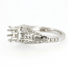 Sterling Silver Semi Mount Ring Setting Round RD5x5mm Art Deco Style Syzjewelry