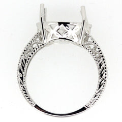 Sterling Silver 10K or 14K Gold Semi Mount Ring Setting Oval OV 13x9mm Filigree Syzjewelry