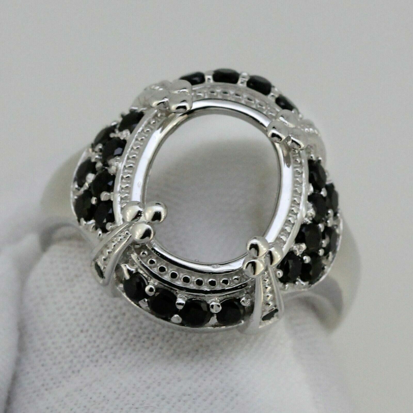 10K Gold Semi Mount Ring Setting Oval OV 11x9mm Black Spinel Cocktail Ring Cabochon Syzjewelry