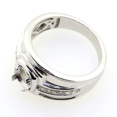Sterling Silver Semi-Mounted Round Ring RD 8x8mm Men's Ring