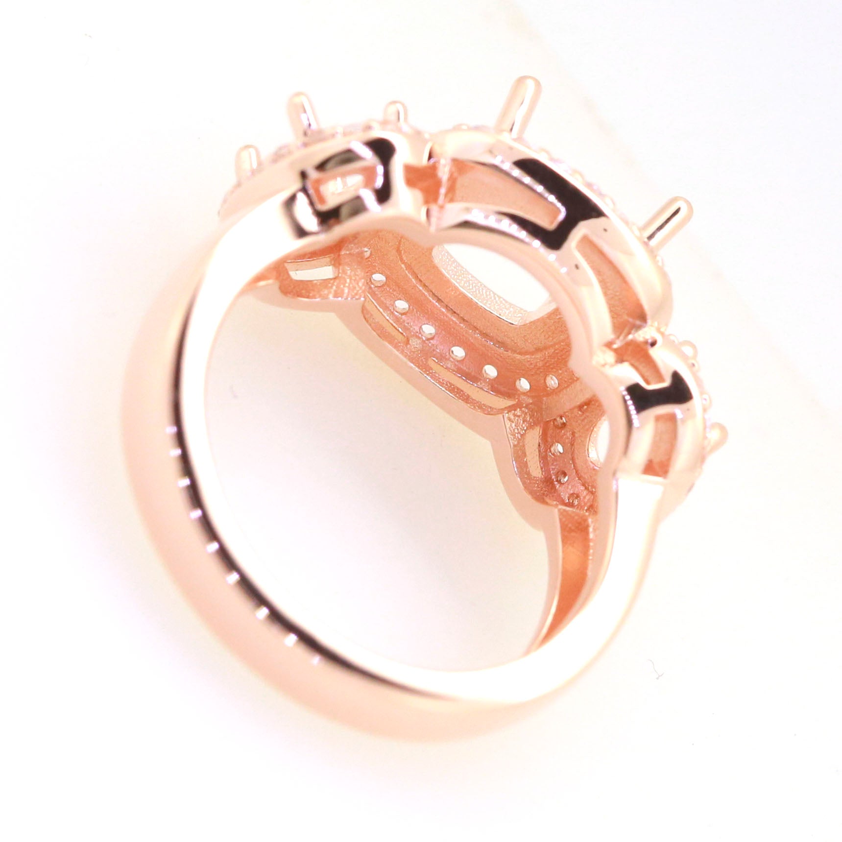 Art Deco Sterling Silver Semi Mount Ring Setting CU Cushion 8x8mm Syzjewelry