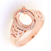 Art Deco Sterling Silver Semi Mount Ring Setting Oval OV 10x8mm Syzjewelry