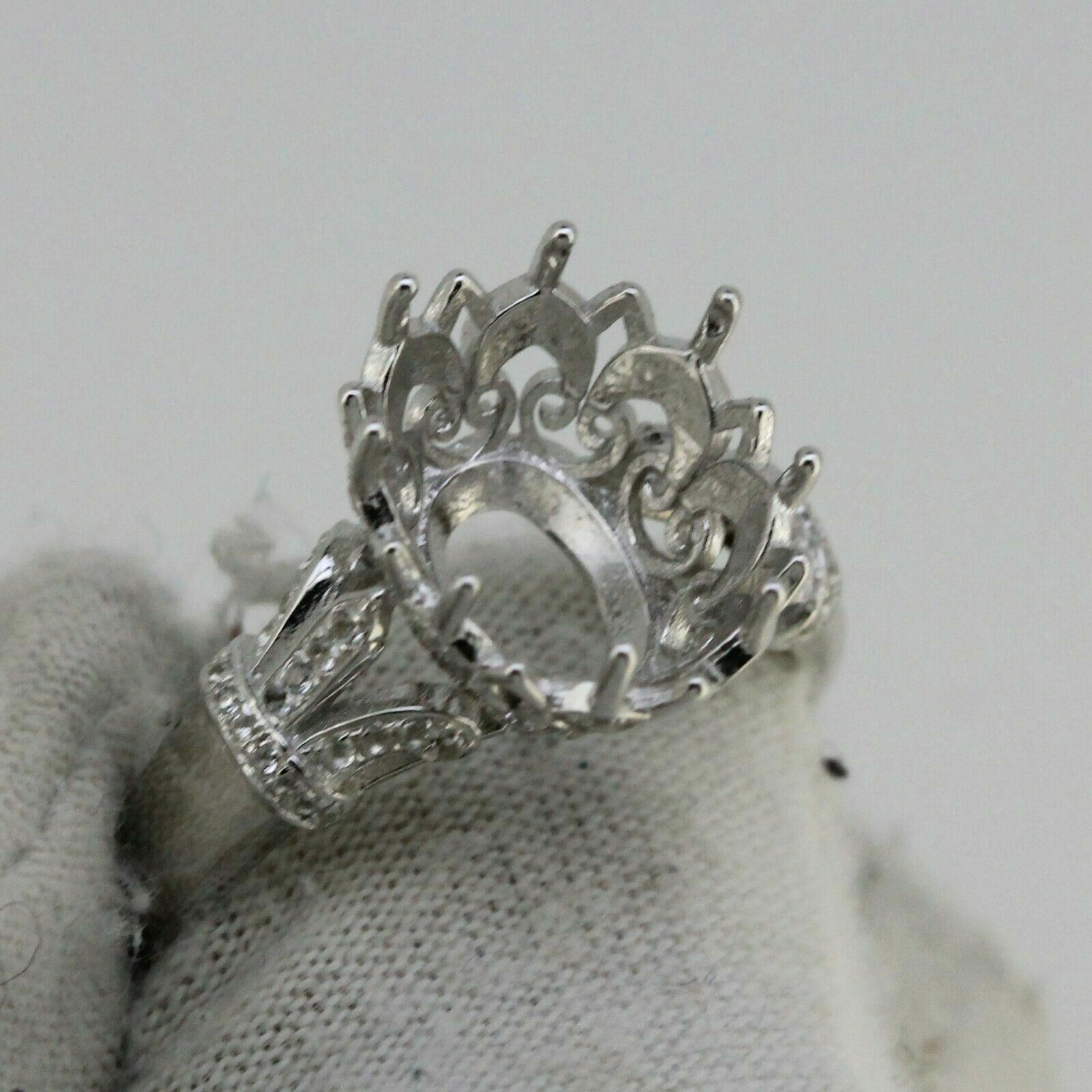 Sterling Silver Semi Mount Ring Setting Oval OV 12x10mm Art Nouveau Style Syzjewelry