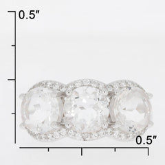 Sterling Silver Semi Mount Ring Setting Round RD 7x7mm 3 Stones Halo - Syzjewelry