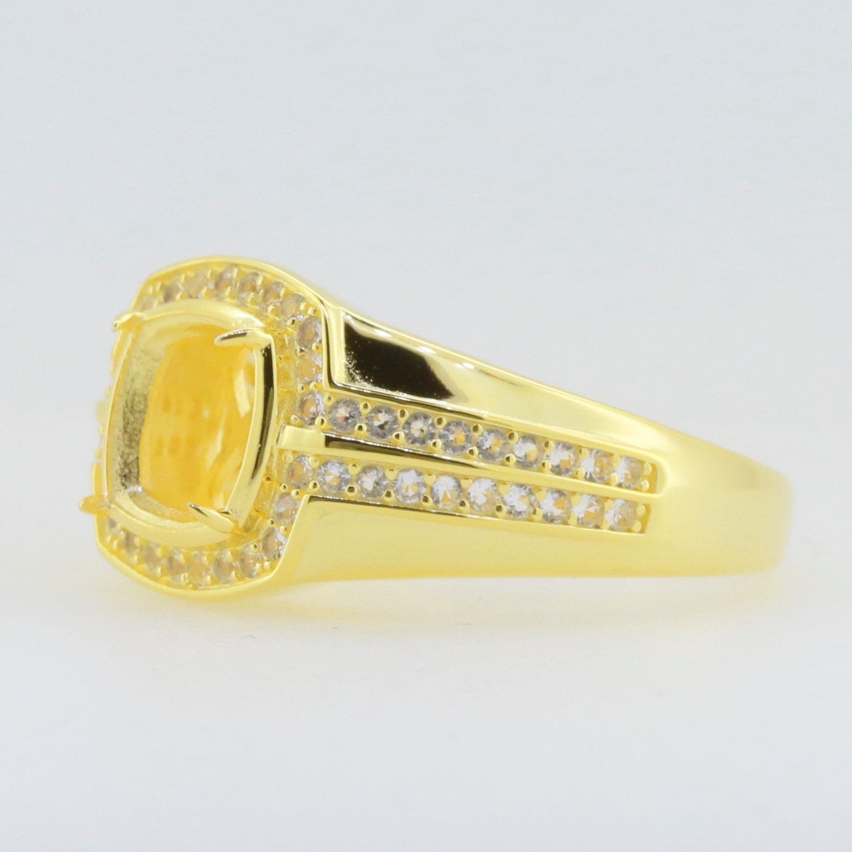 Men's Ring Settings Ring Mounting 10K Yellow Gold Cushion CU 8X8mm Syzjewelry