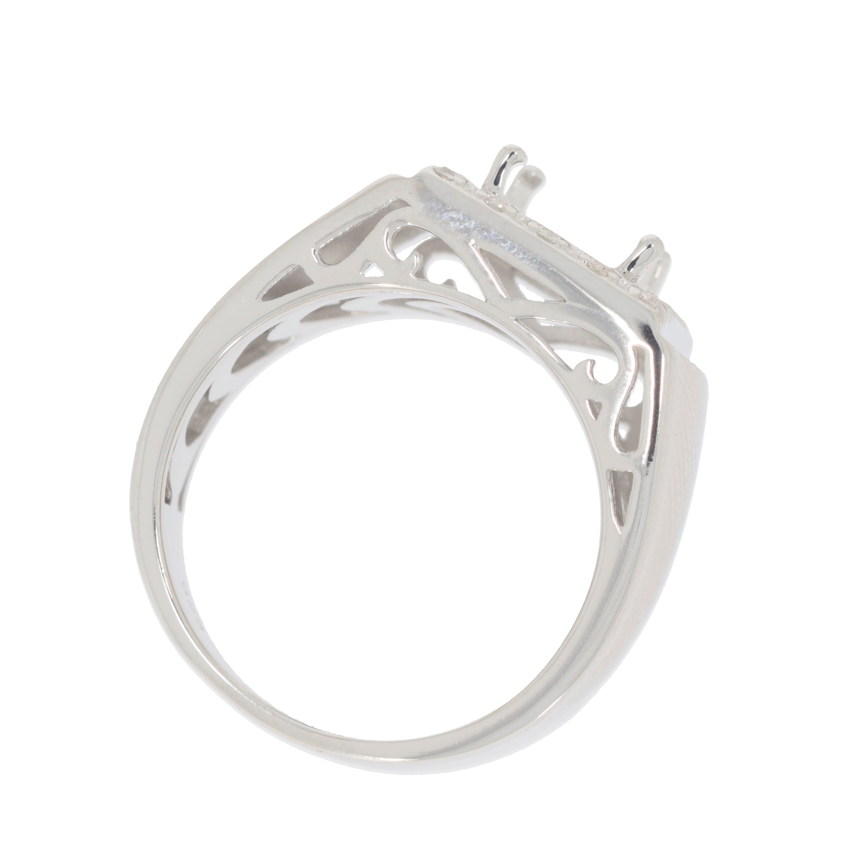 10K White Gold Ring Mount Oval OV 10x8mm Male Men's Ring Settings Halo Design Syzjewelry