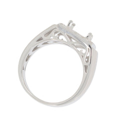 10K White Gold Ring Mount Oval OV 10x8mm Male Men's Ring Settings Halo Design Syzjewelry