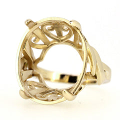 Art Deco Style Sterling Silver Semi Mount Ring Setting Oval OV 20x16mm Syzjewelry