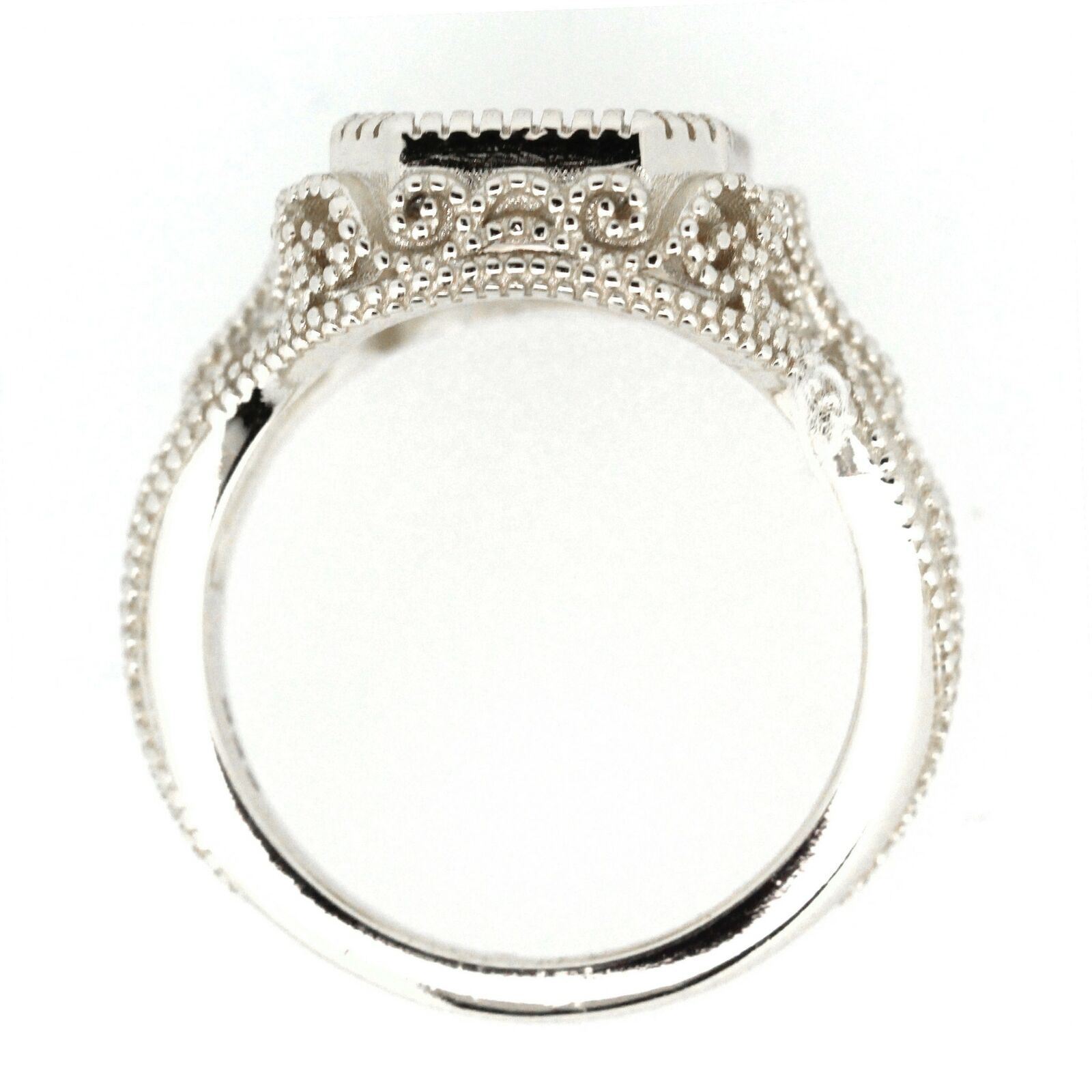 Sterling Silver Semi Mount Ring Setting Radiant OCT 11x9mm Vintage Style Milgrain Syzjewelry