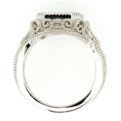 Sterling Silver Semi Mount Ring Setting Radiant OCT 11x9mm Vintage Style Milgrain Syzjewelry