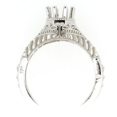 Sterling Silver Semi Mount Ring Setting Round RD5x5mm Art Deco Style Syzjewelry