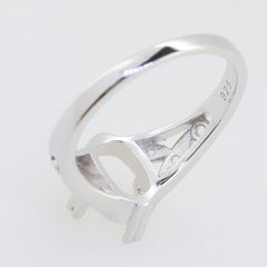 Sterling Silver Semi Mount Ring Setting Cushion CU 9X7mm Art Nouveau Style Syzjewelry