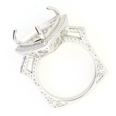 Sterling Silver Semi Mount Ring Setting Trillion Tri 15x15mm Euro Shank Style - Syzjewelry