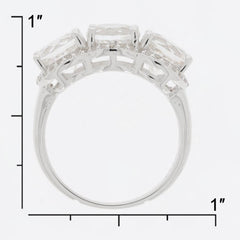 Sterling Silver Semi Mount Ring Setting Round RD 7x7mm 3 Stones Halo - Syzjewelry