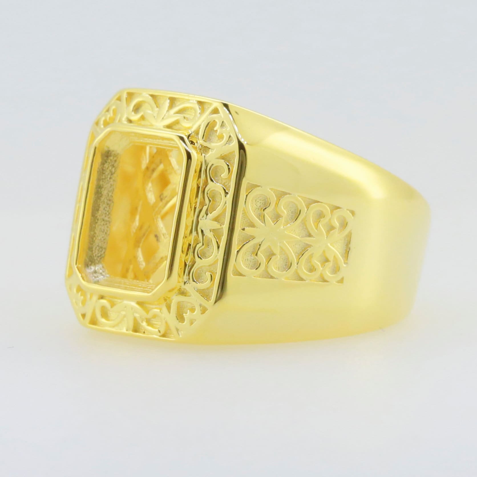 Sterling Silver Semi Mount Ring Setting Emerald OCT 10x8mm Men's Ring Bezel Fleur de lis Ring Syzjewelry