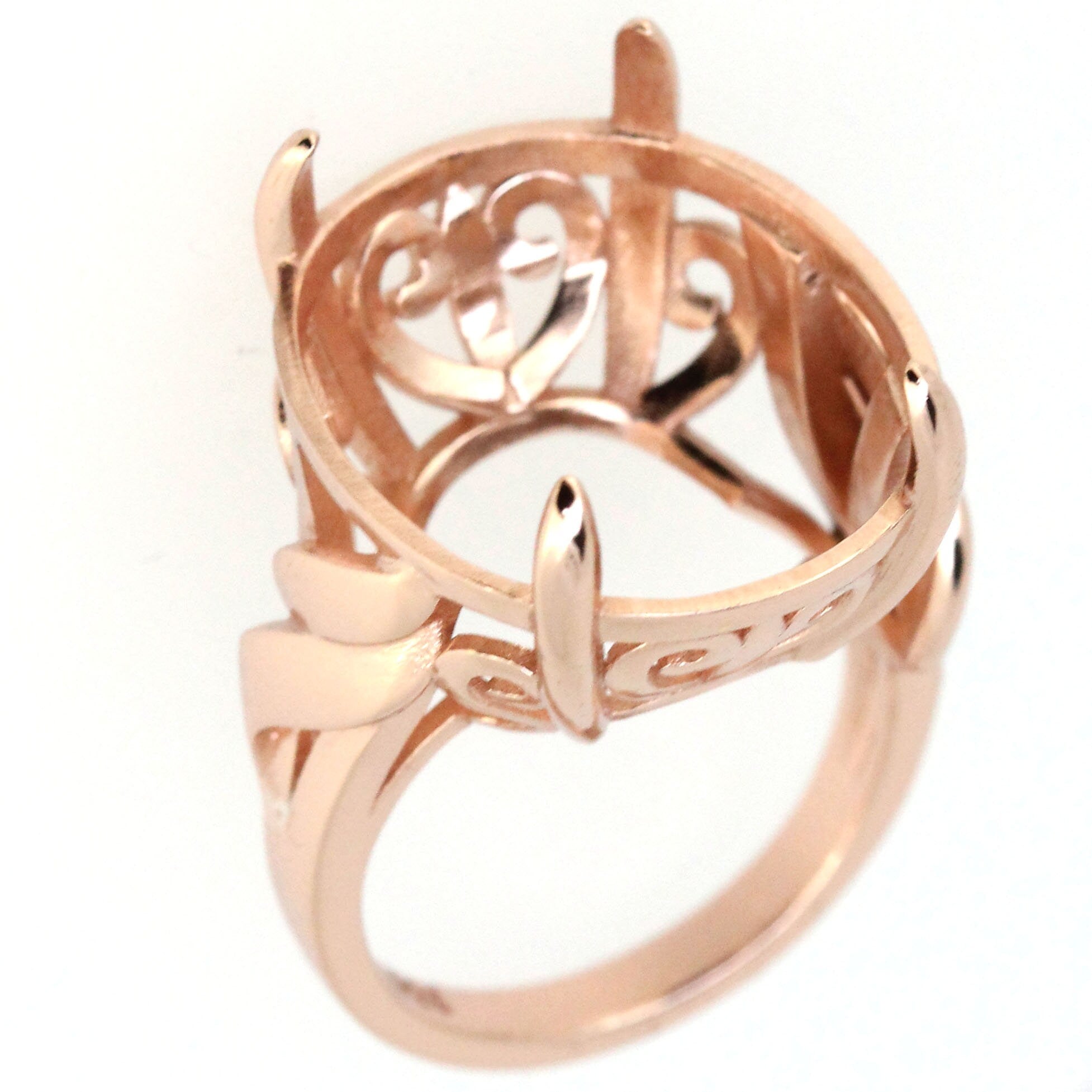 Art Deco Style Sterling Silver Semi Mount Ring Setting Oval OV 20x16mm Syzjewelry