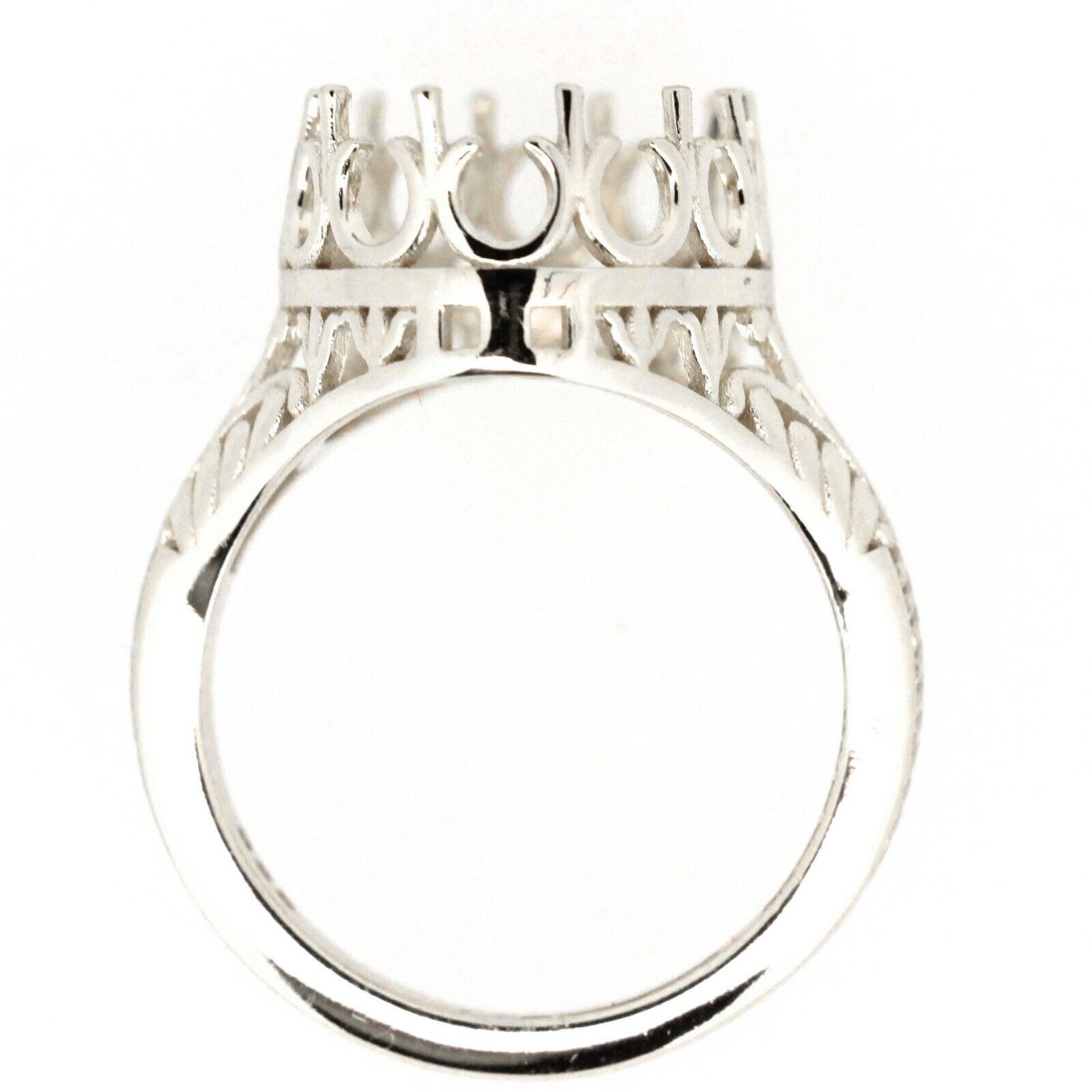 Art Deco Style Sterling Silver Semi Mount Ring Setting Cabochon Oval OV 16x12mm Vintage Repro Syzjewelry