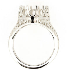 Art Deco Style Sterling Silver Semi Mount Ring Setting Cabochon Oval OV 16x12mm Vintage Repro Syzjewelry