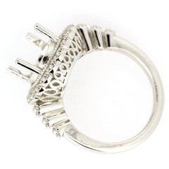 Edwardian Style Sterling Silver Semi Mount Ring Setting Round RD 9x9mm Syzjewelry