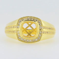 Men's Ring Settings Ring Mounting 10K Yellow Gold Cushion CU 8X8mm Syzjewelry
