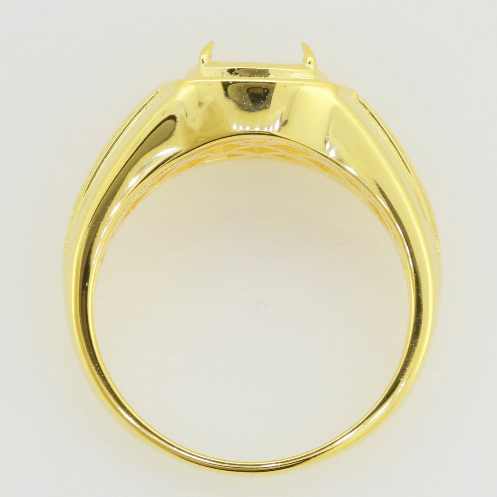 Men's Ring Settings Ring Mounting 10K Yellow Gold Cushion CU 8X8mm Syzjewelry